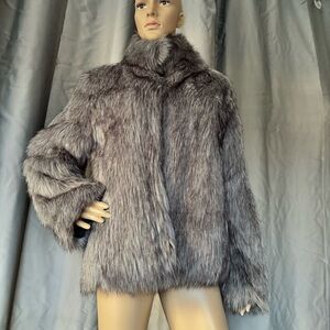 Wildflowers Gray Teddy Jacket with Plush Faux Fur Reversible